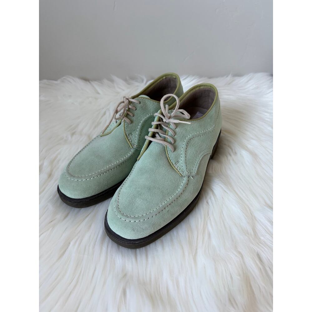 Women’s Hush Puppies Mint Green Suede Oxford Dress Shoes Comfort Low Heel- Sz 7M